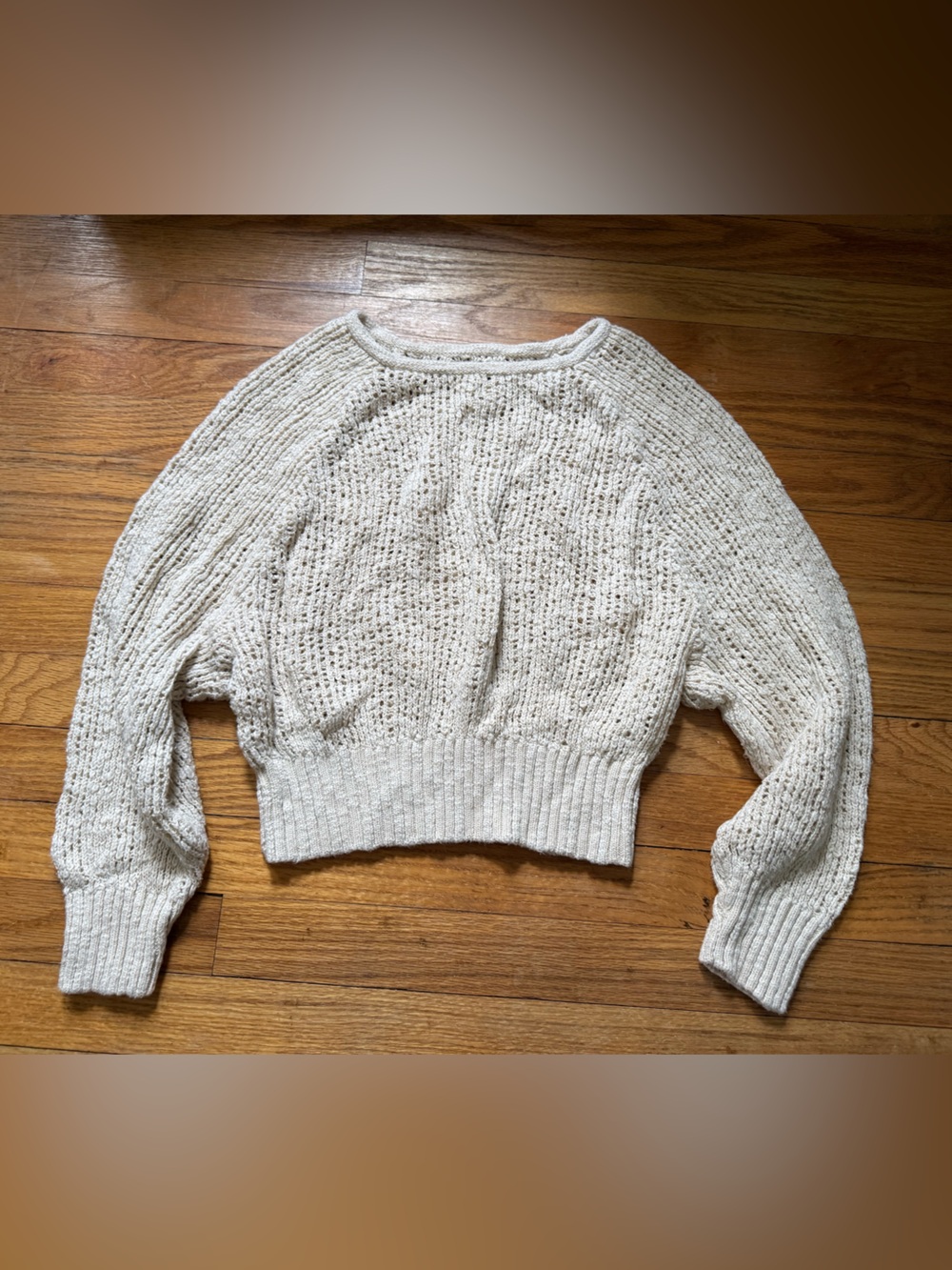 Billabong Cream Cropped Crewneck Sweater